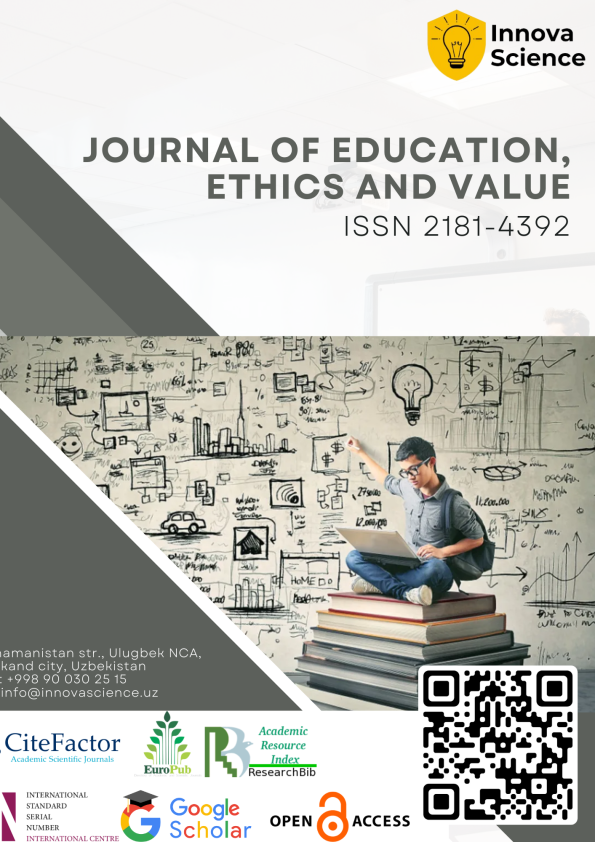 JOURNAL OF EDUCATION, ETHICS AND VALUE